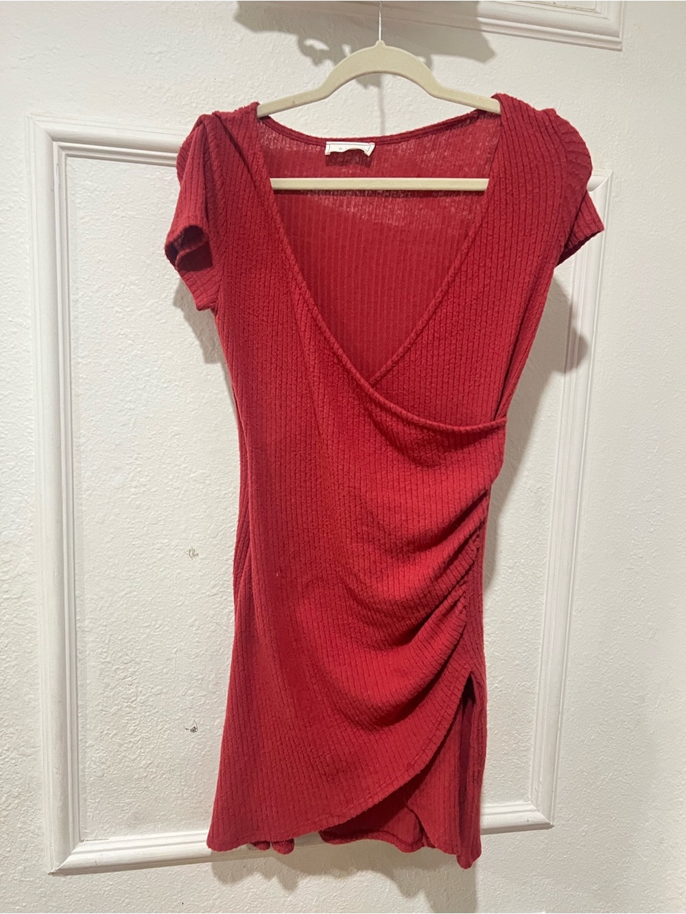 Sage the label Red/ burgundy Wrap-Front Ribbed Dress